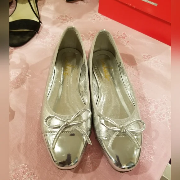 Silver Ballerina Flats - Picture 1 of 4